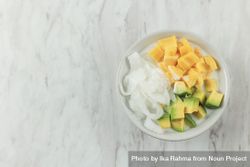 Mango, coconut and avocado Asian dessert with condensed milk 41oLL0