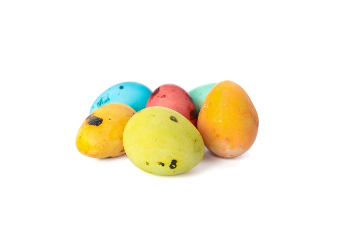 Decorative Easter eggs isolated on plain background. Festive tradition