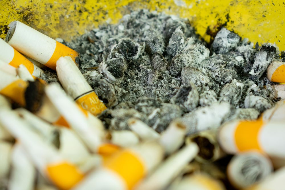 Ash and cigarette butts