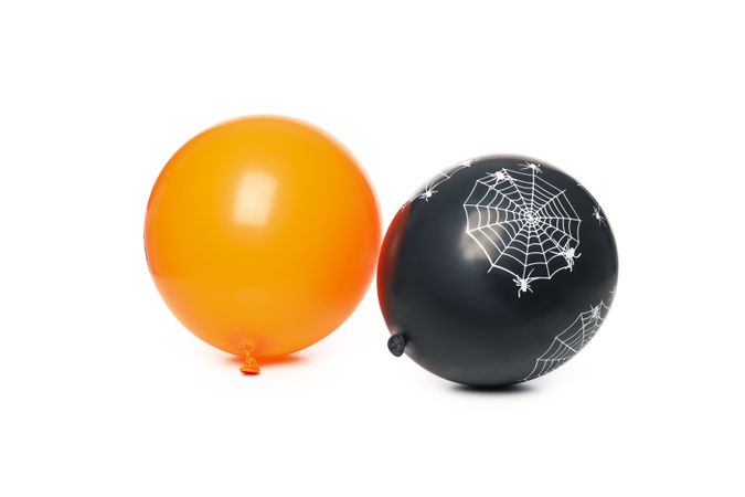 Two halloween balloons isolated on blank background