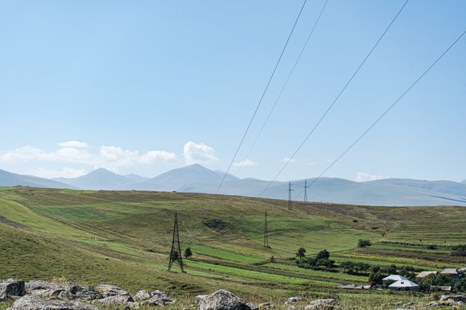 High voltage electricity tower landscape