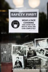 “Safety first” sign in store window 5wXoy4