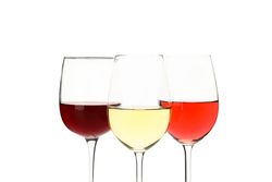 Glasses with wine isolated on plain background