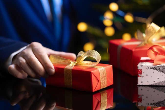Business gift exchange during Christmas season