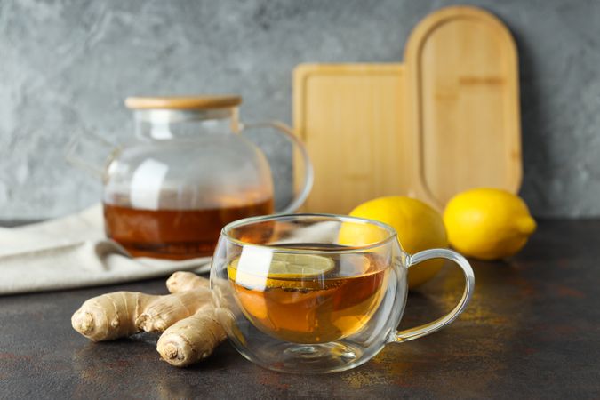 Cold treatment, healthcare concept - tea with ginger