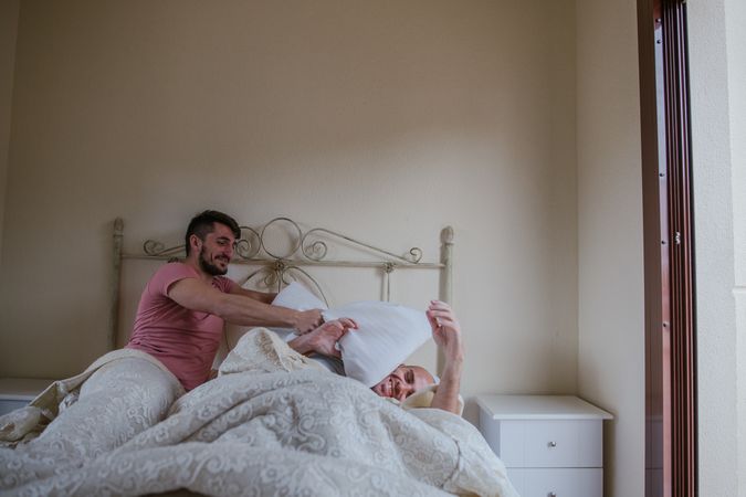 Gay couple in bed