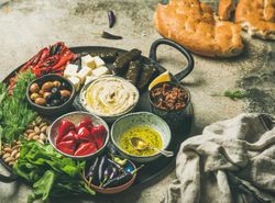 Mediterranean, Middle Eastern meze starter platter