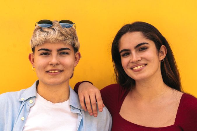 two beautiful women smiling portrait