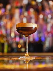 Espresso cocktail on counter of bar