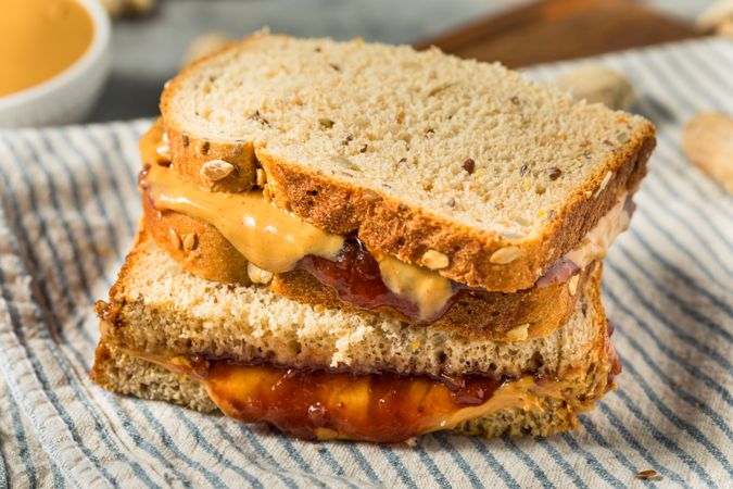 Homemade Peanut Butter and Jelly Sandwich