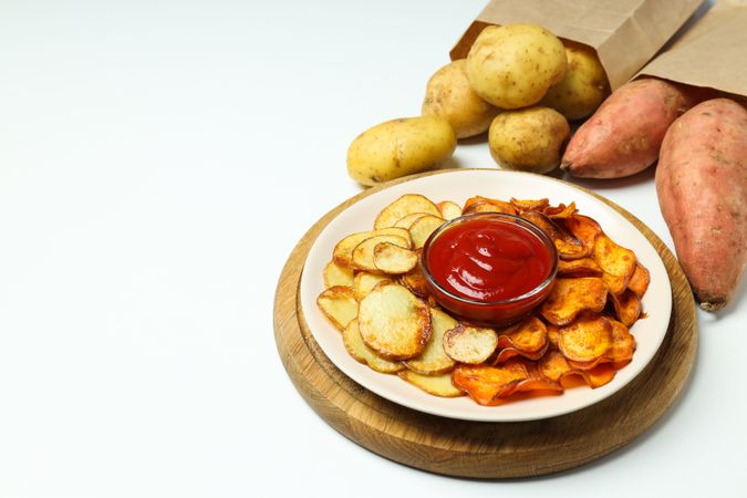 Concept of tasty food - sweet potato fries