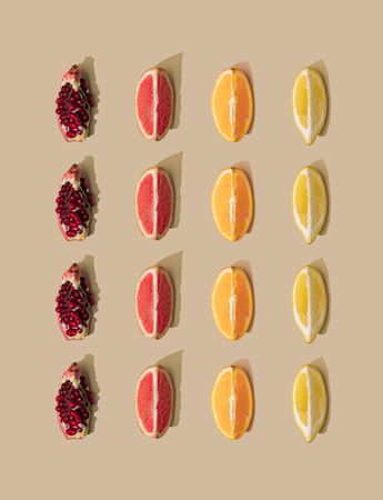 Pattern of grapefruit, orange, pomegranate and lemon slices