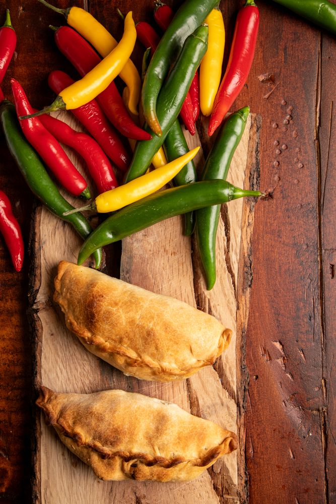 Set of patties near chili peppers