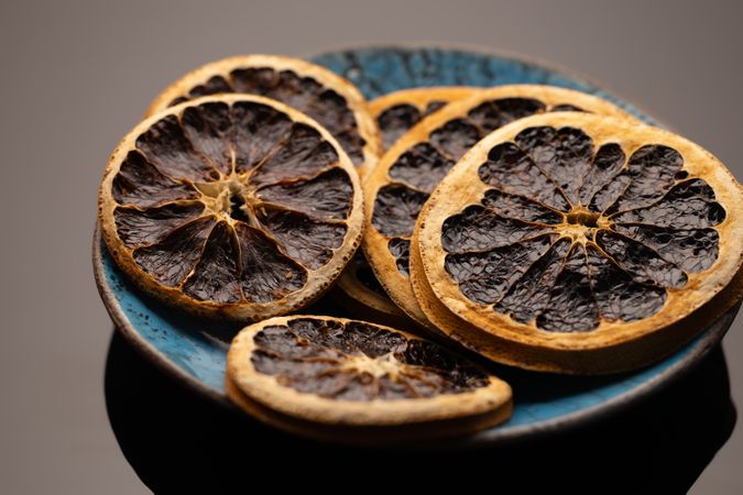 Dried Grapefruits On Festive Plate