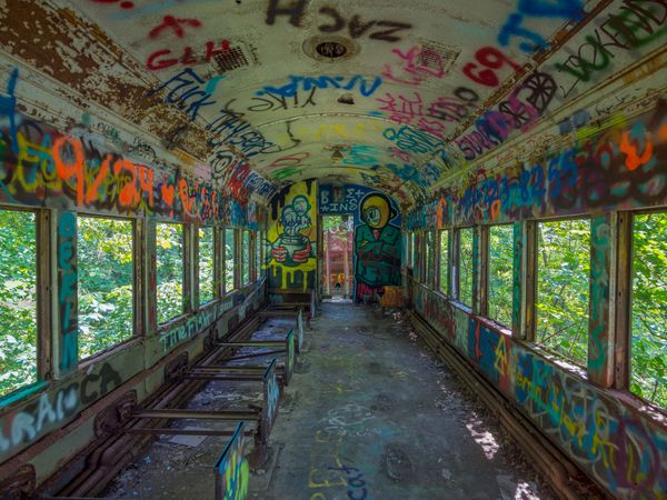 Abandoned passenger train car in Lambertville, New Jersey