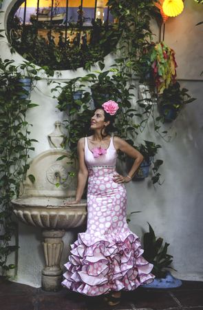 Erratic woman in flamenco dress