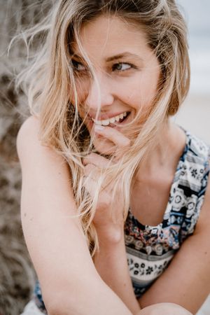 female with wild fair hair