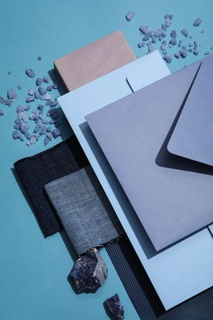 Flat lay of creative moodboard composition, concept of moodboard