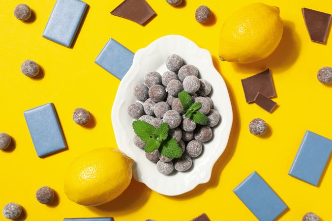 Concept of tasty food, chocolate, top view