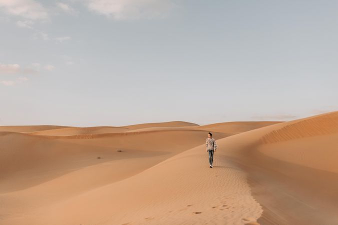 Man walking in desert