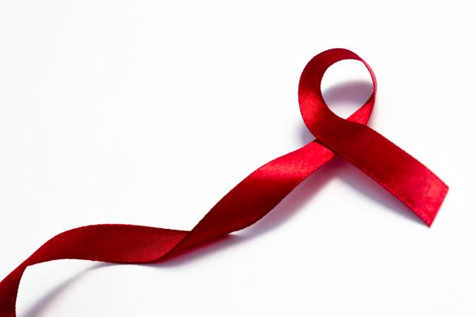 Red ribbons, HIV awareness concept, world AIDS day, world hypertension day, world cancer day