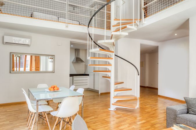 Interior dining room in modern flat