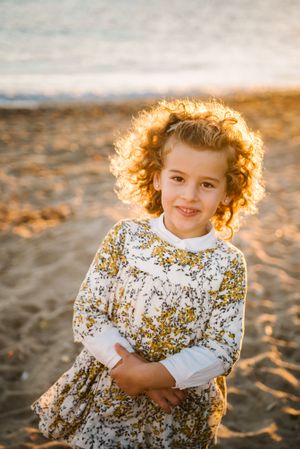 portrait of cute little girl at beach