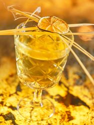 Alcoholic cocktail with dried lime