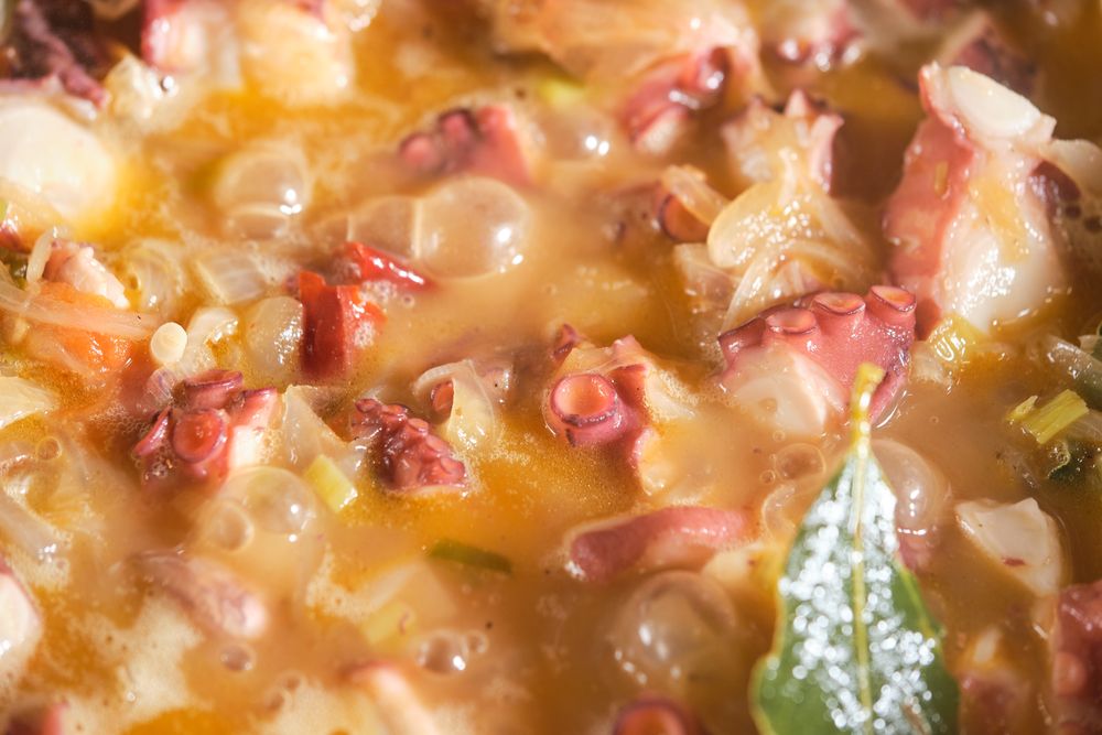 Delicious dish with octopus and spices