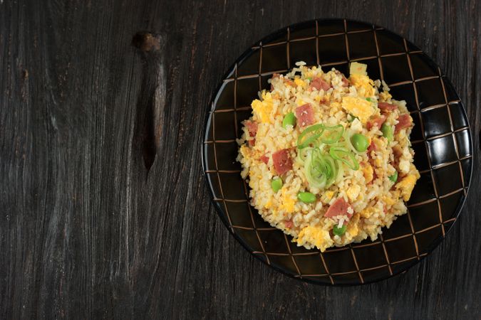 Chahan or Yakimeshi, Japanese Fried Rice Dish Prepared with Rice and Other Topping Ingredients and Spices