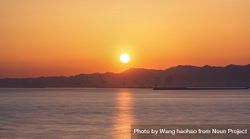 Orange sunrise over the ocean in Japan 0JeZKb