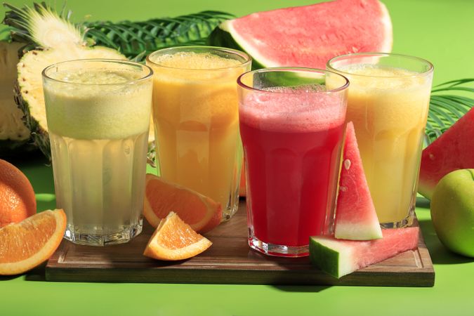 Orange, Water Melon, Pinapple, and Apple Juice.