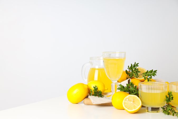 Concept of fresh summer drink - Limoncello cocktail