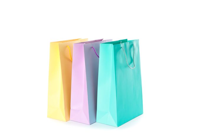 Color paper bags isolated on blank background