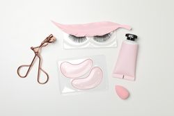 concept of cosmetology tools and beauty treatment, false eyelashes