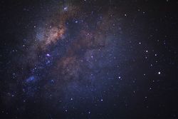 milky way galaxy and space dust in the universe, Long exposure photograph, with grain.