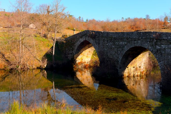 Old bridge over calm river