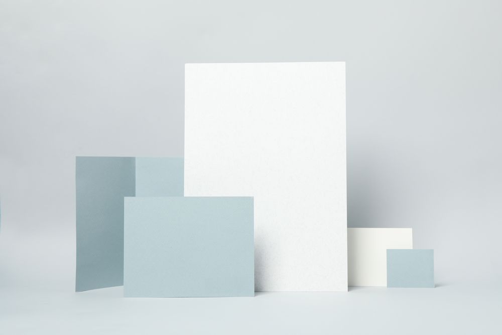Mockup business brand template on light gray background, space for text