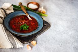 Red Ukrainian borscht soup