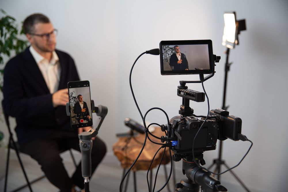 Camera Recording Blogger Interview