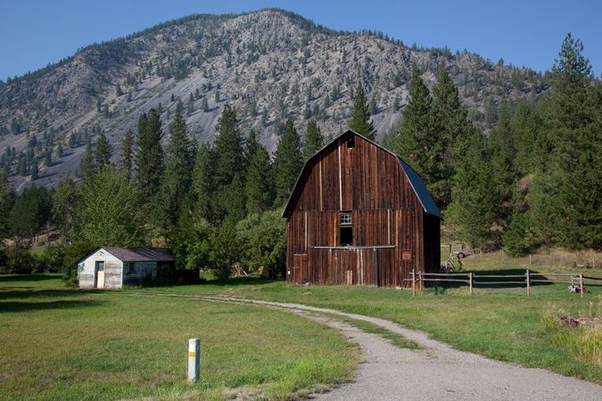 Wooden barn in the mountains of rural Montana