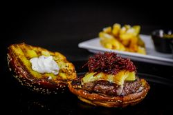 Decadent pub cheeseburger