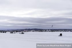 Nisswa, MN, USA - January 25th, 2020: A shot of the entire ice fishing competition on Gull Lake 4ZE995
