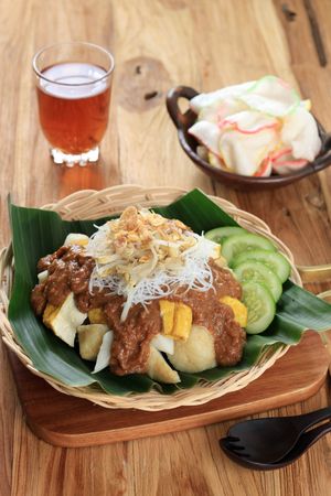 Ketoprak, Made from Rice Cake, Tofu, Cucumber, Bean Sprout