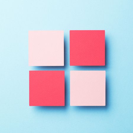 Paper squares in shades of pink