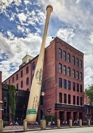 Giant baseball bat outside Louisville Slugger Museum and Factory in Louisville, Kentucky’s