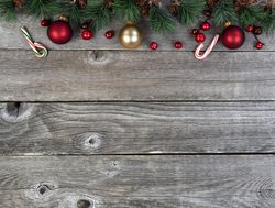 New Year or Christmas holiday decorations on vintage wooden planks
