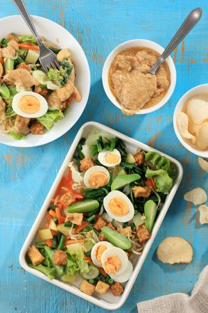 Indonesian Gado-Gado, Indonesian Food Boiled Vegetable with Peanut Sauce