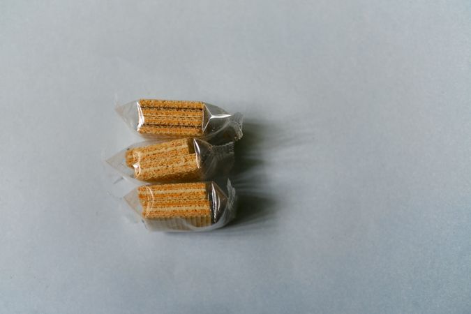Small packages of wafer cookies