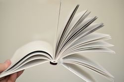 Cropped image of hand holding an open book against light background 4mKmd0
